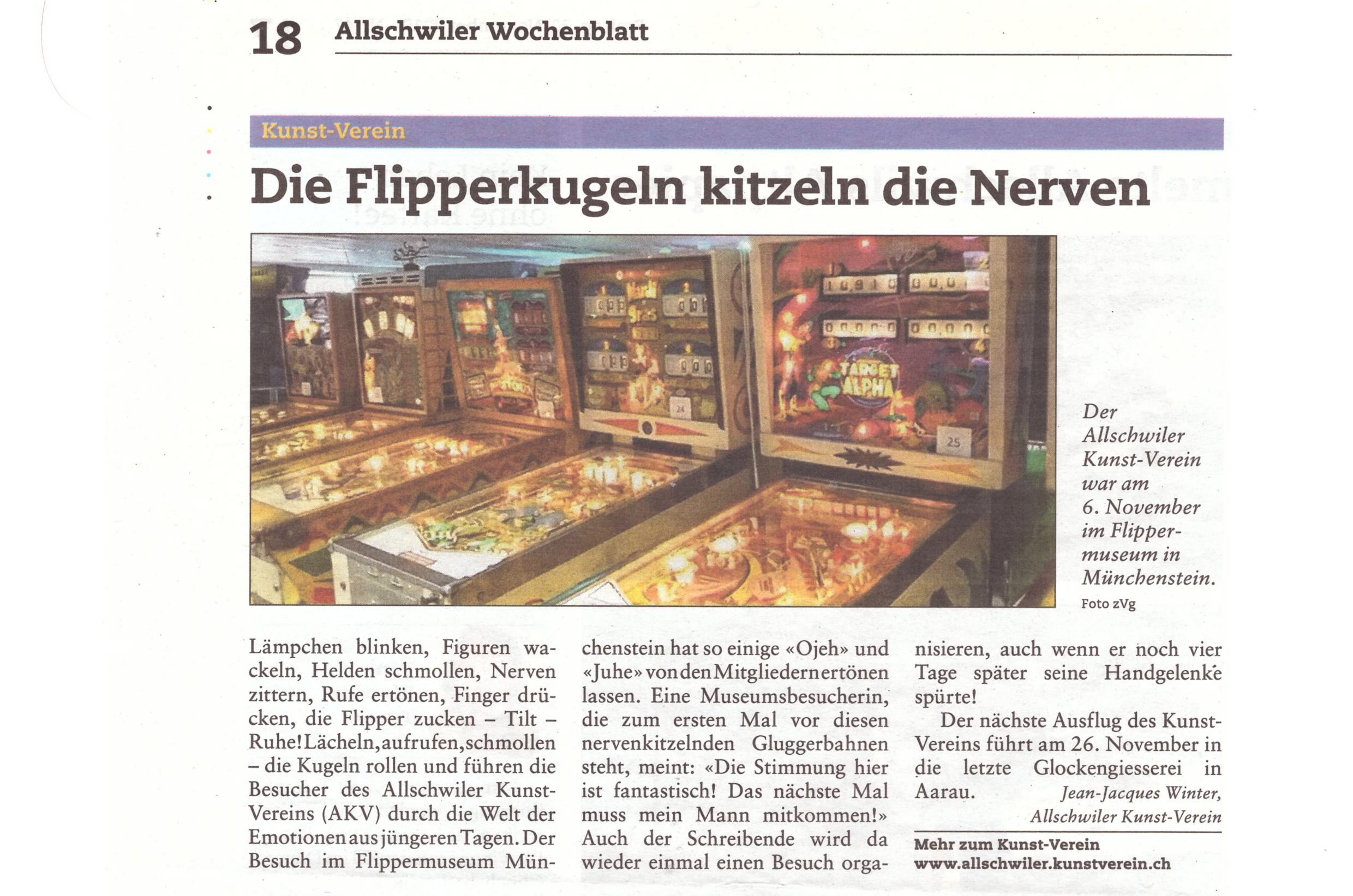 Flippermuseum Münchenstein, 9. November 2019